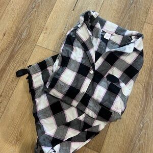 Victoria's Secret Plaid Pajama Top in Black and Pink